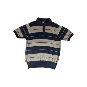 FB County Charlie Browns Shirt Adult Medium Grey Blue Rugby Striped Polo Mens